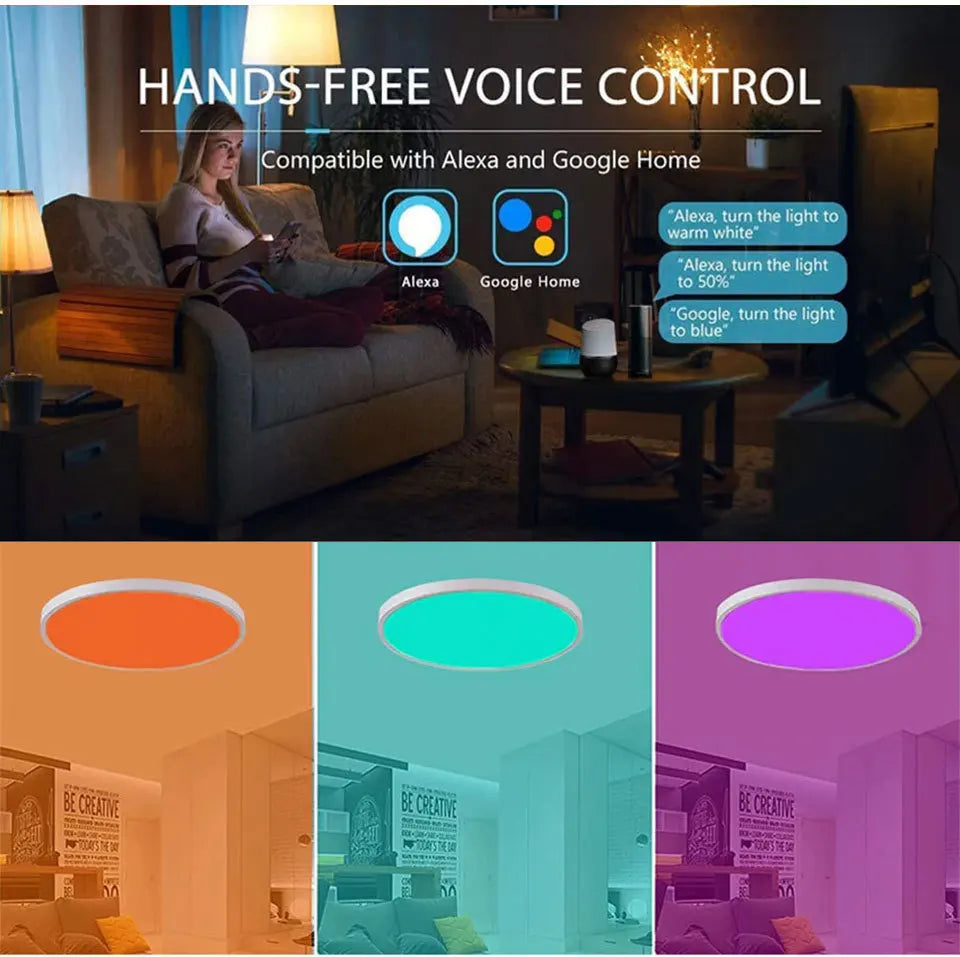 Tuya Smart WiFi Bluetooth LED Ceiling Light AC85-265V 24W RGB WW CW Round Ceiling Lamp Smart life APP Alexa Geogle Voice Control