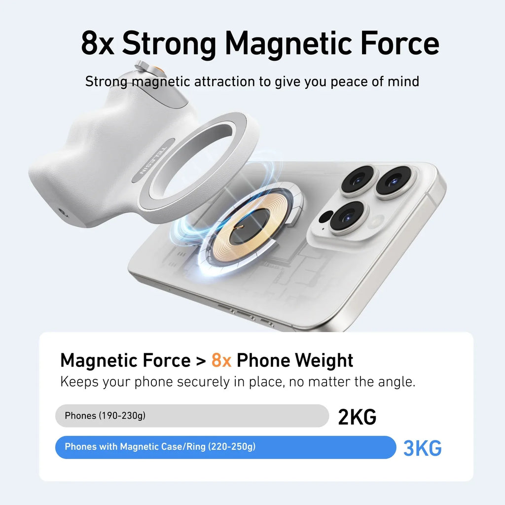 TELESIN Magnetic Phone Camera Shoot Hand Grip Holder Shooting Aid Remote Control Handle for iPhone 17 16 15 14 13 HUAWEI VIVO MI