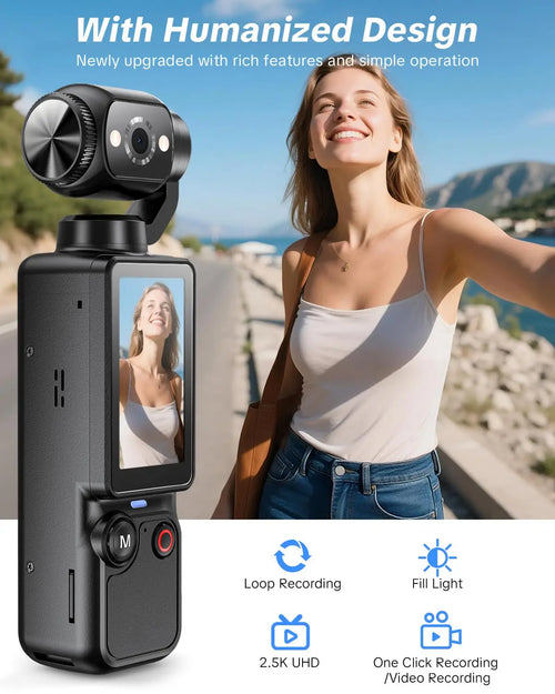 4K HD Video Recording Camera with 1.9" CMOS, USB Rechargeable, 180° Rotating Action Camcorder for Vlogging, Live Streaming
