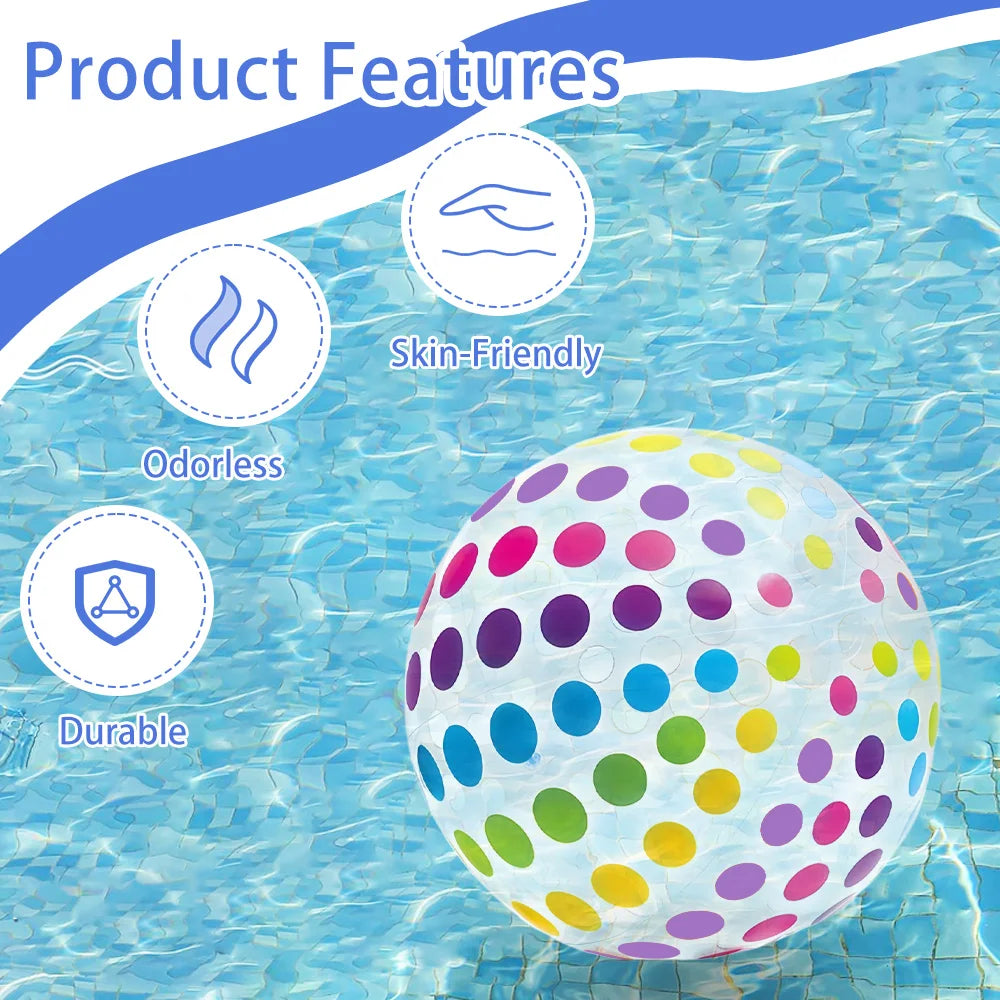 1pc 15.35Inch Colorful Striped Transparent Ball Inflatable Beach Ball, Suitable For Beach Pool Party Games