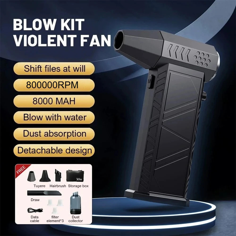 800000RPM New X9 Turbo Fan Upgrade Rechargeable Blower Brushless Air Blower Violent Fan Portable Dust Blower Electric Dryer