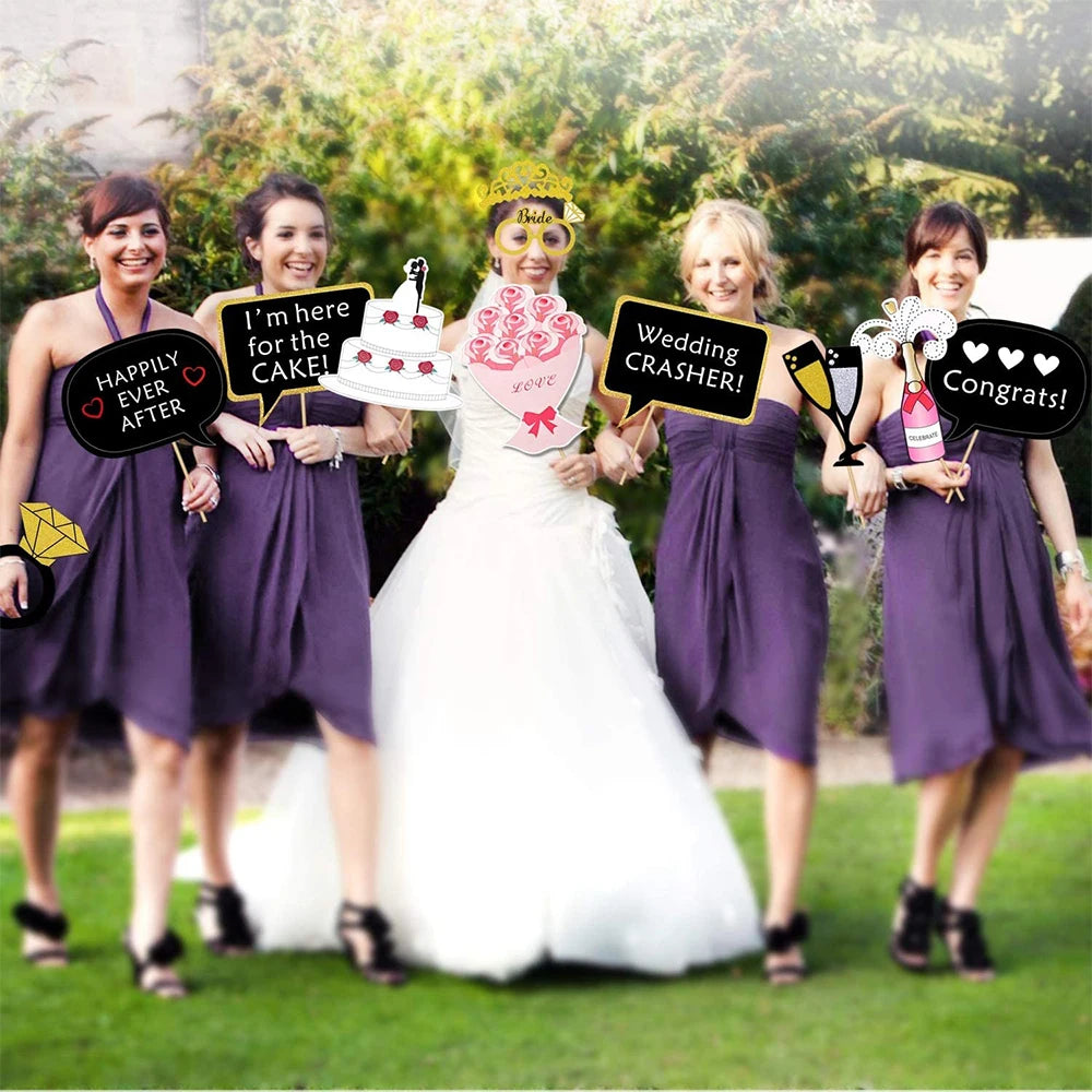 2Set (52pcs/Set) Photo Booth Props Birthday Wedding Hen Party Selfie Photography Favor Decor