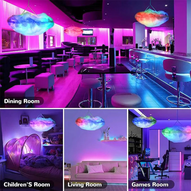 LED 3D Lightning Cloud Light Bluetooth Voice Control Remote USB Plug Dimmable Mood Decorative Night Light for Game Room