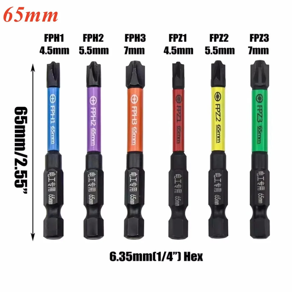6Pcs Phillips Screwdriver Bit Magnetic Special Driver Switch Electrician Repair Tool FPH2 FPH3 FPZ2 FPZ3 PH1 PH2 PH3 PZ1 PZ3