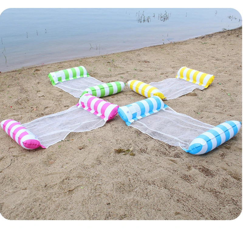 Inflatable Foldable Floating Row Swimming Pool Party Water Hammock Air Mattresses Pvc Stripe Water Floating Inflatable Mat