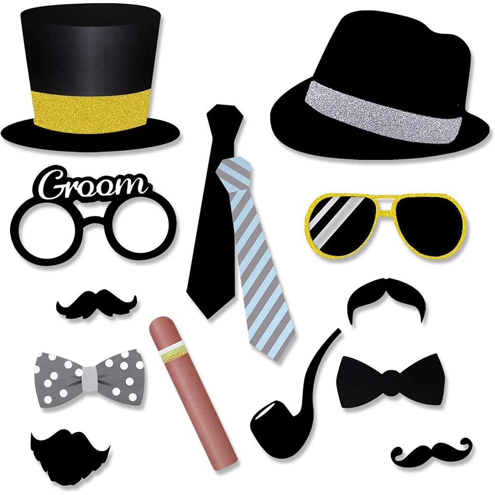 2Set (52pcs/Set) Photo Booth Props Birthday Wedding Hen Party Selfie Photography Favor Decor