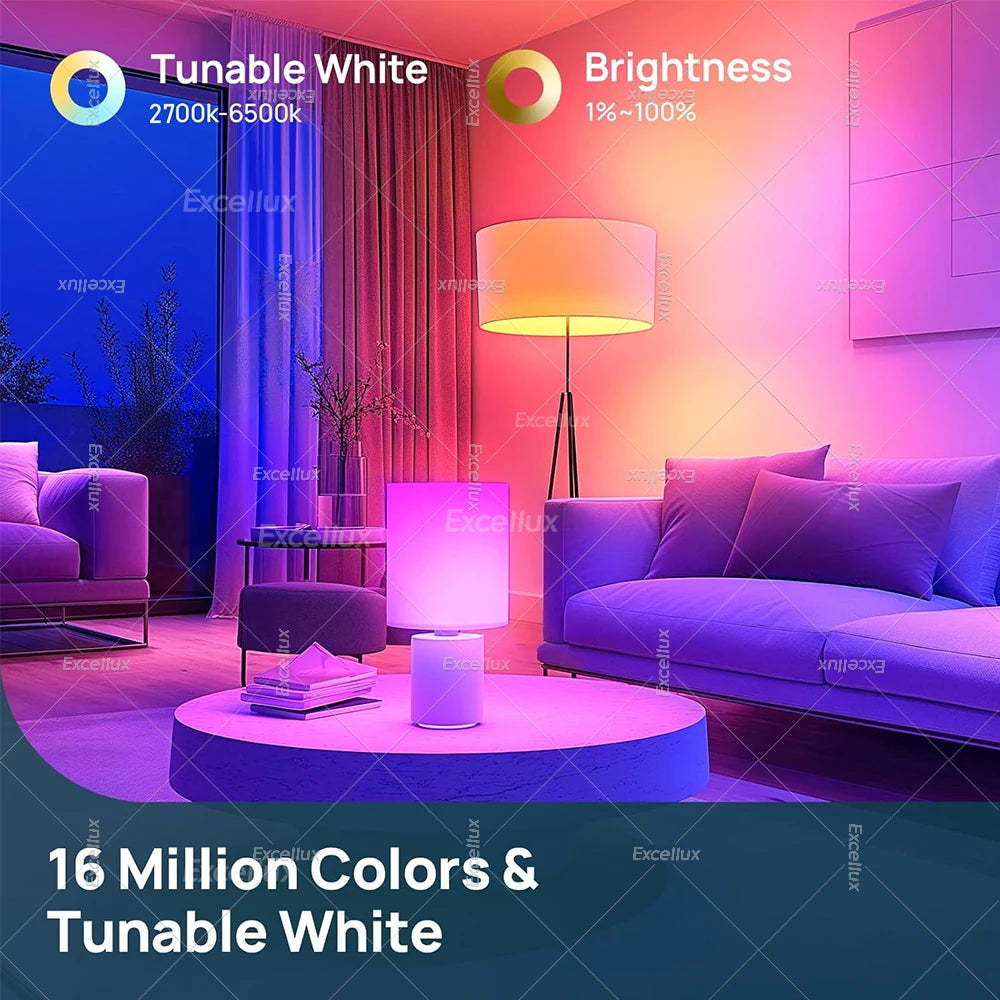 Tuya WiFi Bluetooth Smart LED Light Bulbs 15W AC85-265V Dimmable Alexa Led Lamp E27 RGB CCT Smart Life Control Color Change Lamp